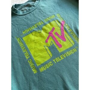 MTV Hoodie Men's L/womens XL.‎ Vintage Green MTV logo Size Faded
